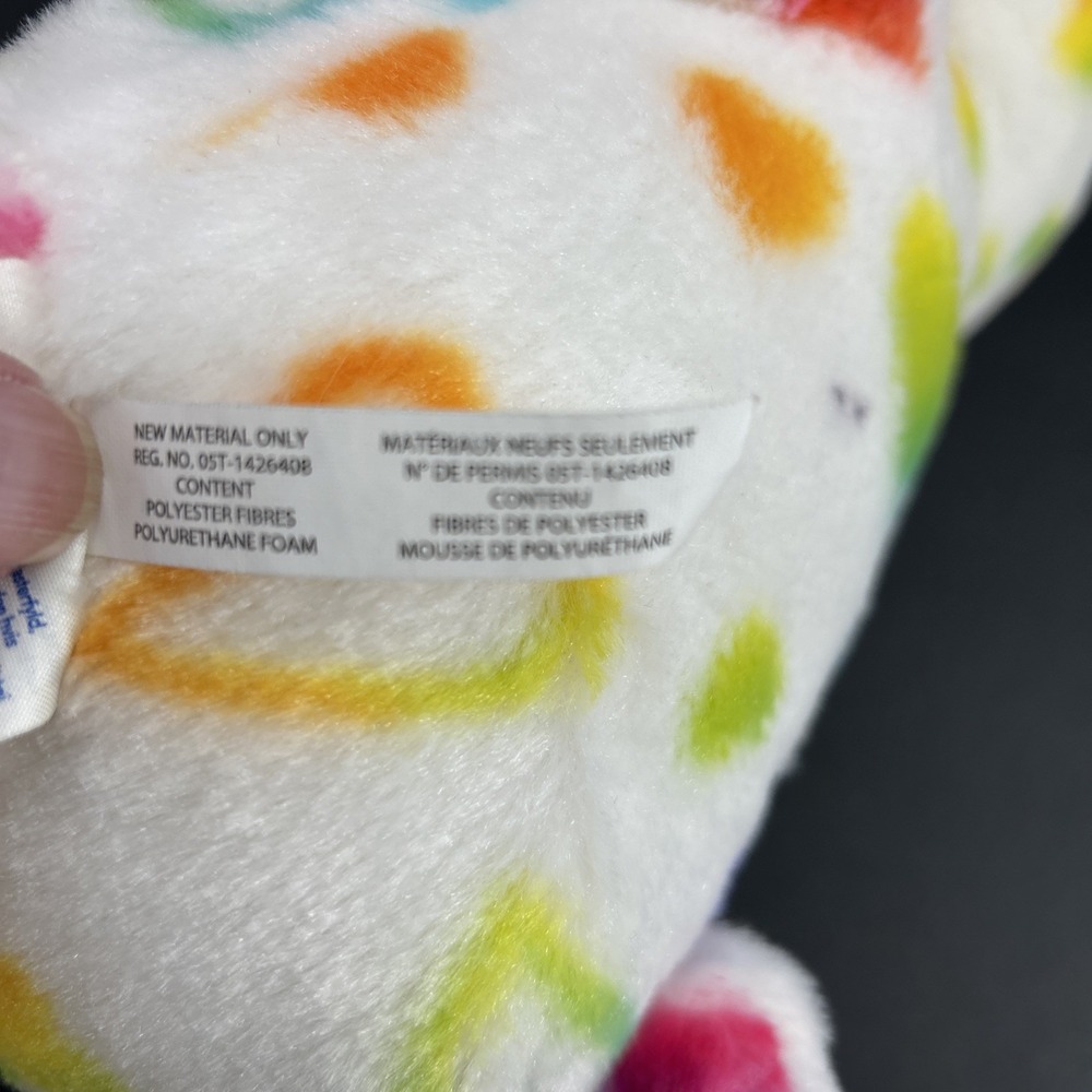 Build A Bear Plush Rainbow Hearts White Multi Color Large 16" Plush Retired - Picture 9 of 9